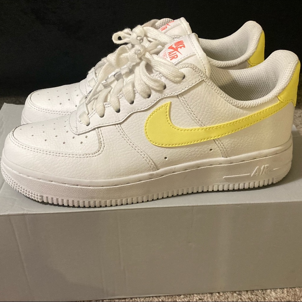 NWOT Air Force 1 '07 Sneaker In White & Zitron
Nike Size 7 
Worn Once!